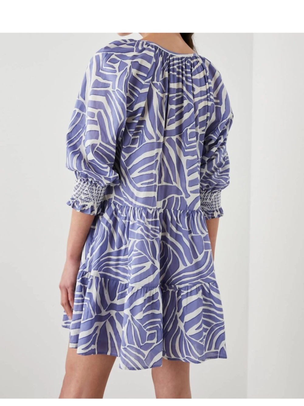 Rails Sia Dress in Isle Waves Tiered Balloon Sleeves Partially Lined Cotton XL - Picture 2 of 15